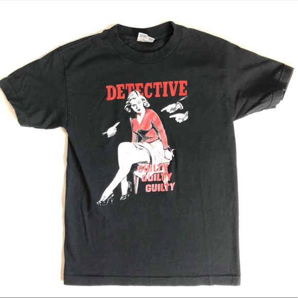Detective pinup guilty graphic black t shirt size small - Picture 5 of 11